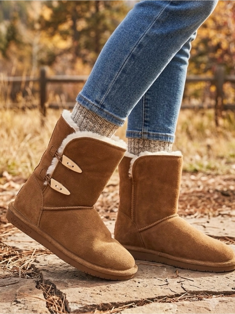 Bearpaw Abigail Boots Cozy Shearling Lined Suede Winter Boot - Brown Size 9